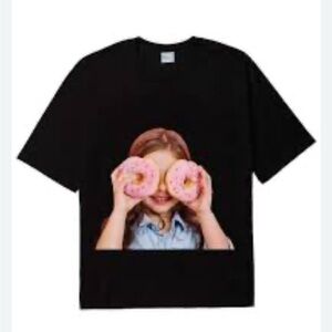 ACME Black Short Sleeve Tee Playful Graphic short sleeves oversized cotton US L